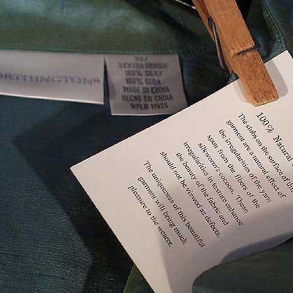 BLOUSE, SHANTUNG SILK, PLUS 3X, TEAL, WASHABLE NATURAL PURE SILK, WITH DARTS, - Picture 2 of 2